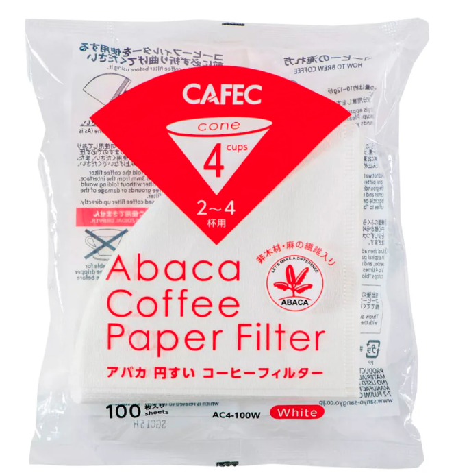 CAFEC Abaca Cup 4 Cone Paper Filter | V60 02 | AC4-100W