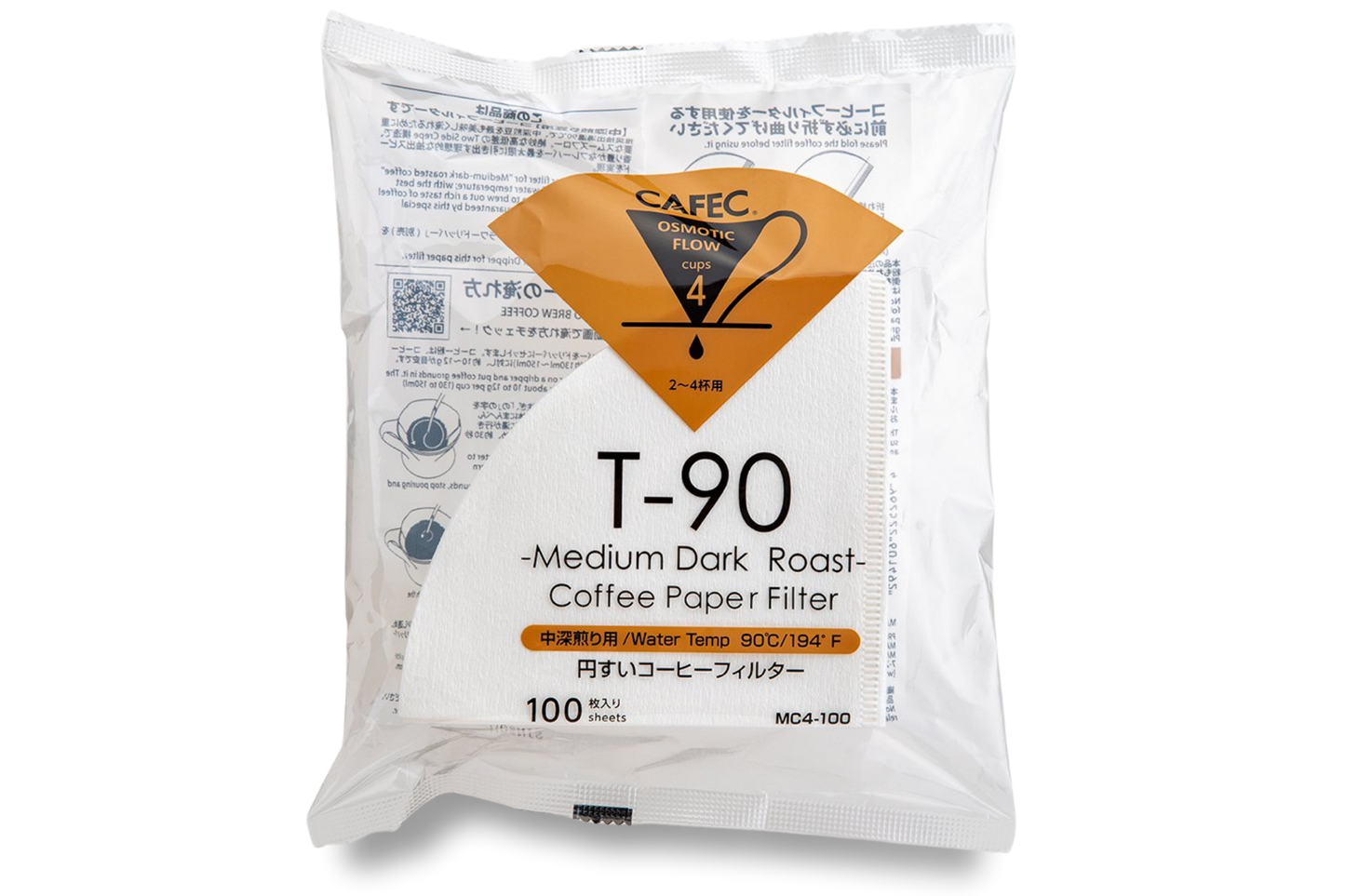 CAFEC Cup 4 T-90 Medium Roast Paper Filter| V60 02 | MC1-100