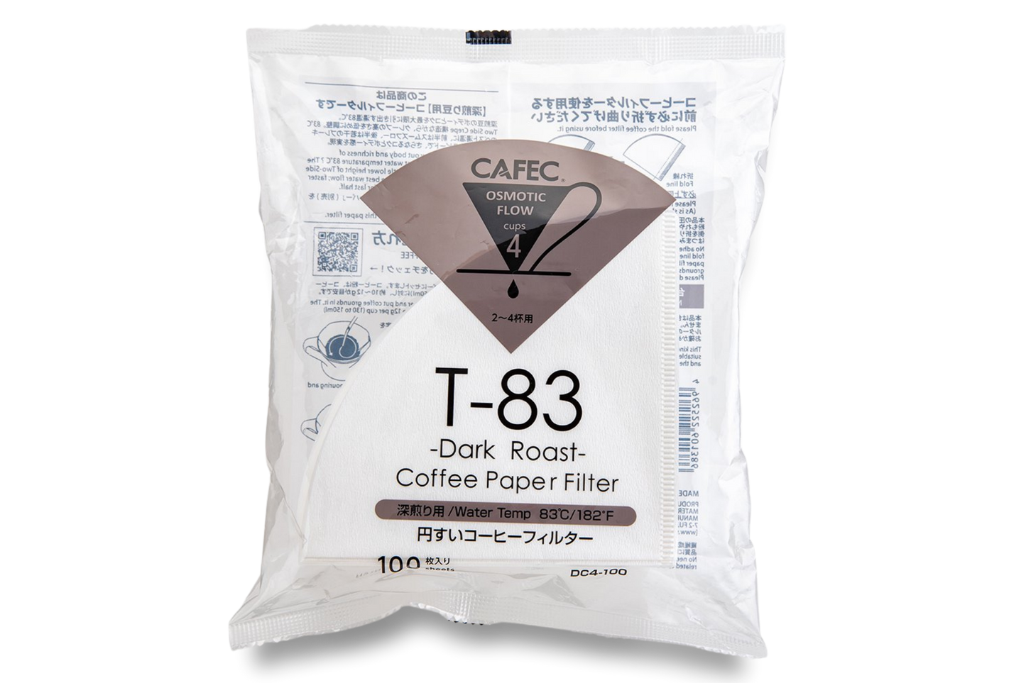 CAFEC Cup 4 T-83 Dark Roast Paper Filter| V60 02 | DC4-100W